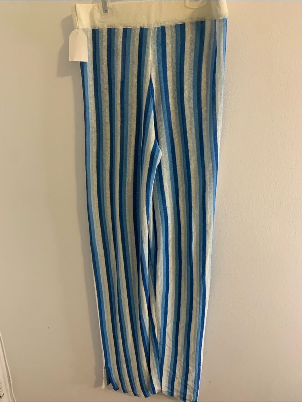 Zara Blue and White Vertical Stripe Leggings